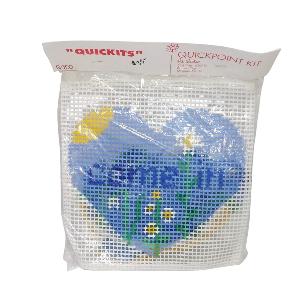 Vintage 1991 Quickkits Quickpoint Needlepoint Kit Heart Come In Daisies Q400